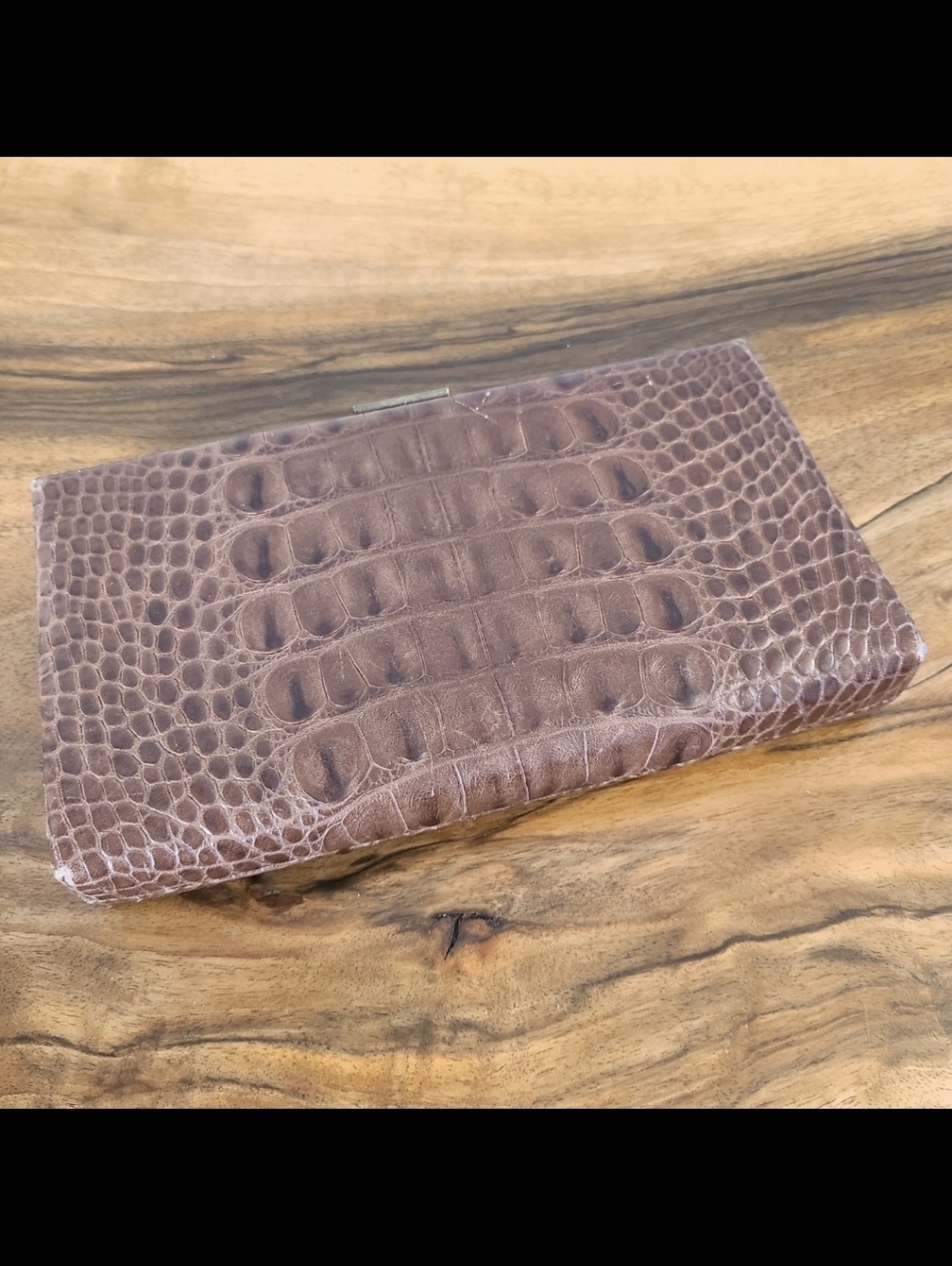Banana Republic Brown Leather Reptile Embossed Clutch